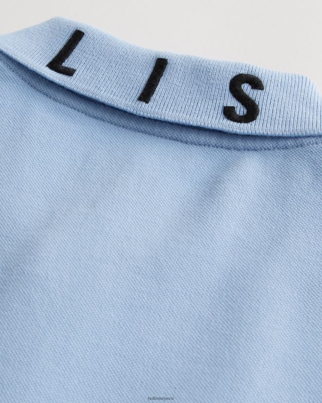 educación física Hollister polo con logo en el cuello azul claro 086N62821 hombres tapas