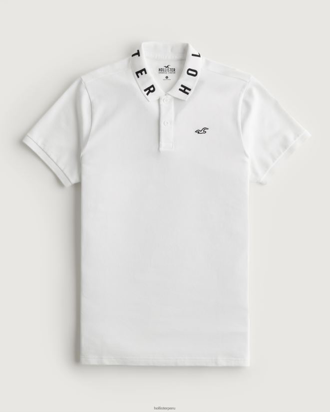 educación física Hollister polo con logo en el cuello blanco 086N62833 hombres tapas