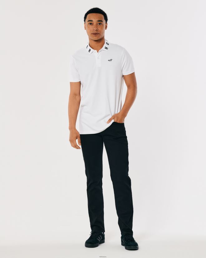 educación física Hollister polo con logo en el cuello blanco 086N62833 hombres tapas