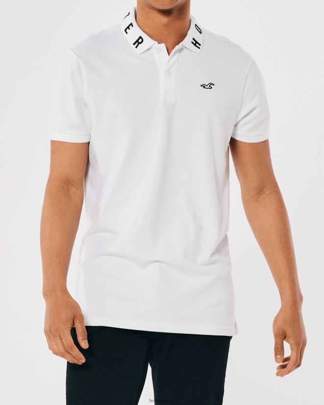 educación física Hollister polo con logo en el cuello blanco 086N62833 hombres tapas