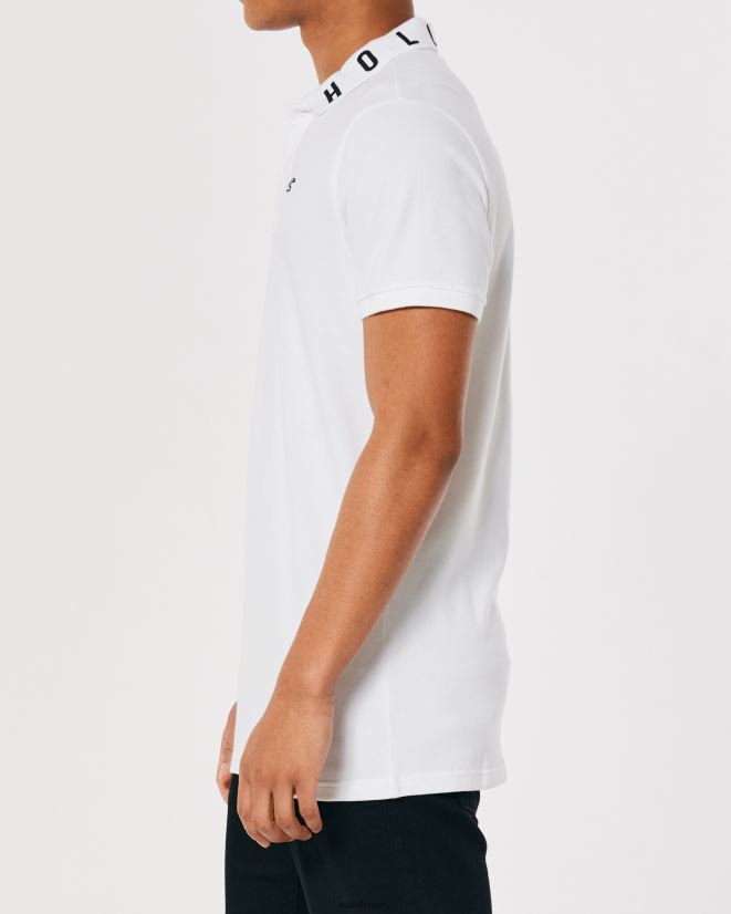 educación física Hollister polo con logo en el cuello blanco 086N62833 hombres tapas