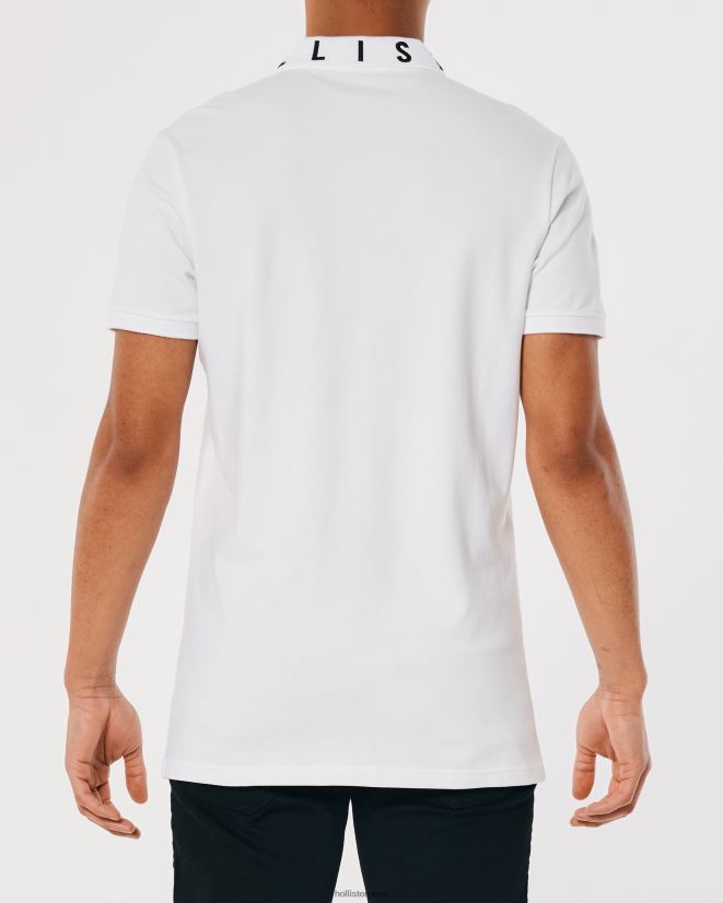 educación física Hollister polo con logo en el cuello blanco 086N62833 hombres tapas