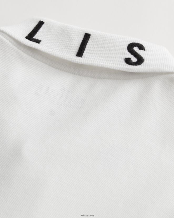 educación física Hollister polo con logo en el cuello blanco 086N62833 hombres tapas