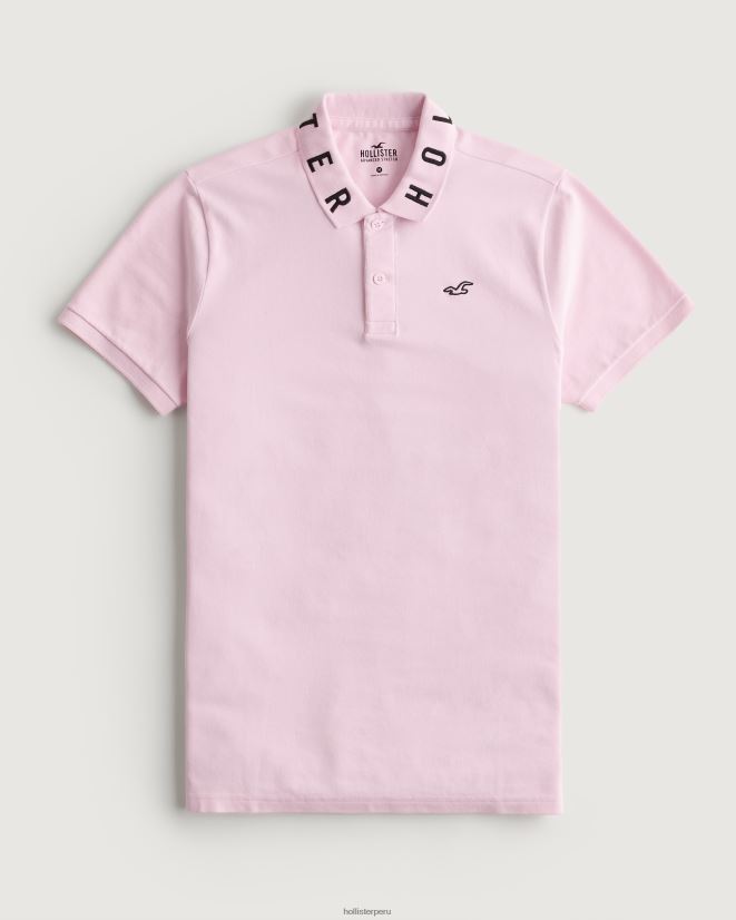 educación física Hollister polo con logo en el cuello rosa 086N62859 hombres tapas