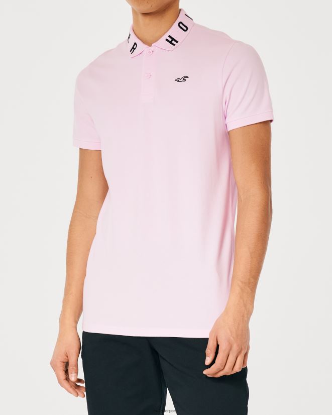 educación física Hollister polo con logo en el cuello rosa 086N62859 hombres tapas