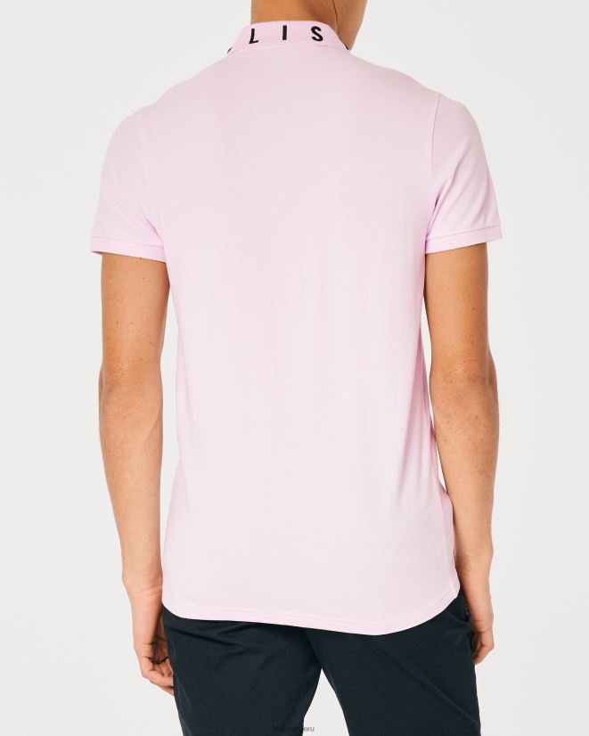 educación física Hollister polo con logo en el cuello rosa 086N62859 hombres tapas