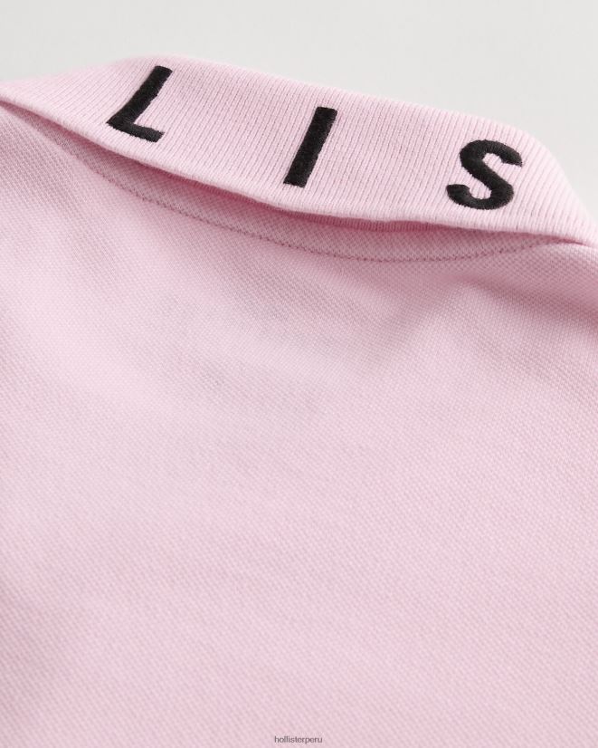 educación física Hollister polo con logo en el cuello rosa 086N62859 hombres tapas