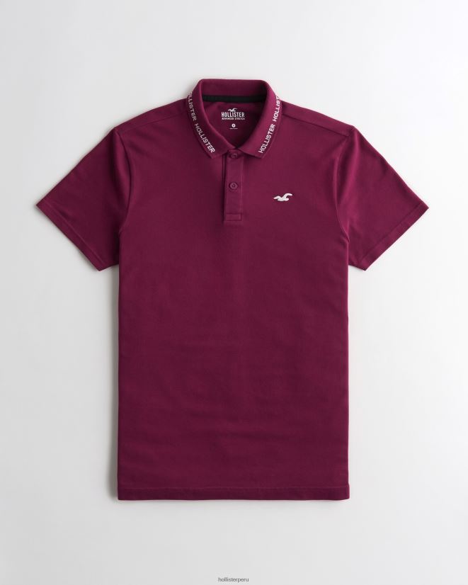 educación física Hollister polo con logo en la punta borgoña 086N621079 hombres tapas