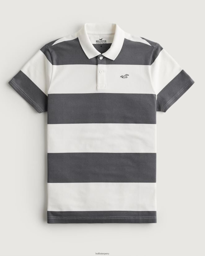 educación física Hollister polo de icono de logo de rayas de rugby raya gris 086N621018 hombres tapas