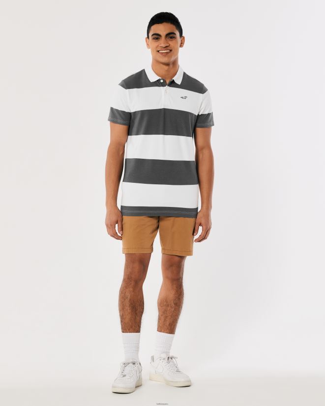 educación física Hollister polo de icono de logo de rayas de rugby raya gris 086N621018 hombres tapas