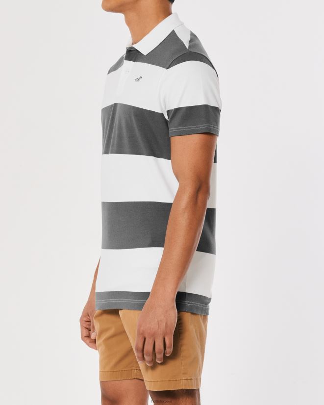 educación física Hollister polo de icono de logo de rayas de rugby raya gris 086N621018 hombres tapas