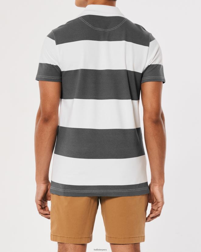 educación física Hollister polo de icono de logo de rayas de rugby raya gris 086N621018 hombres tapas