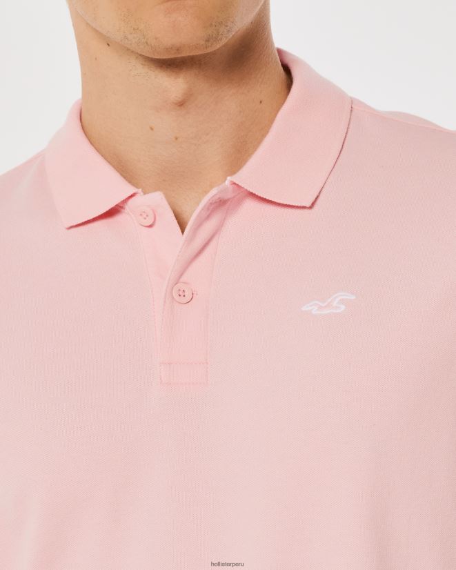 educación física Hollister polo icono del logotipo Rosa claro 086N621057 hombres tapas
