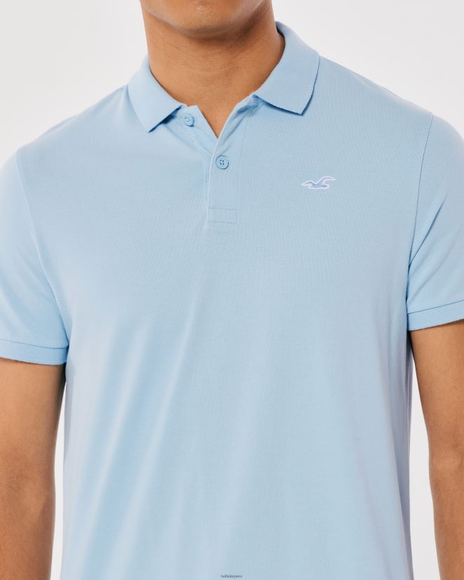educación física Hollister polo icono del logotipo azul claro 086N62801 hombres tapas