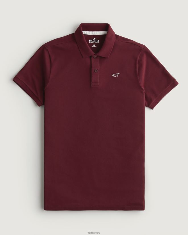 educación física Hollister polo icono del logotipo borgoña 086N621075 hombres tapas