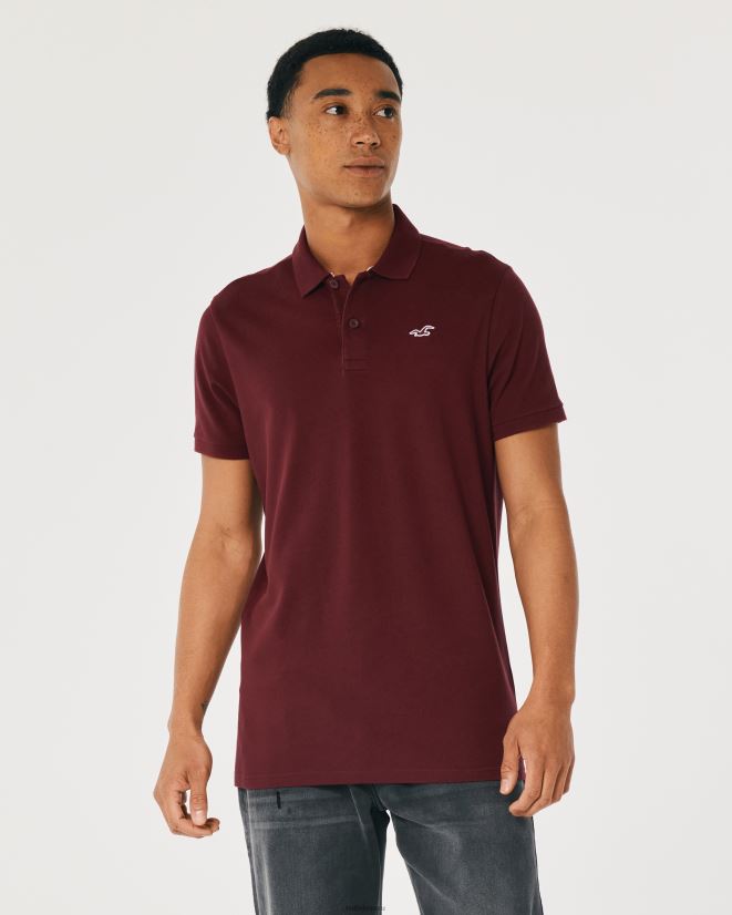 educación física Hollister polo icono del logotipo borgoña 086N621075 hombres tapas