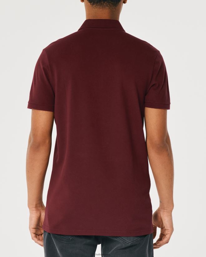 educación física Hollister polo icono del logotipo borgoña 086N621075 hombres tapas
