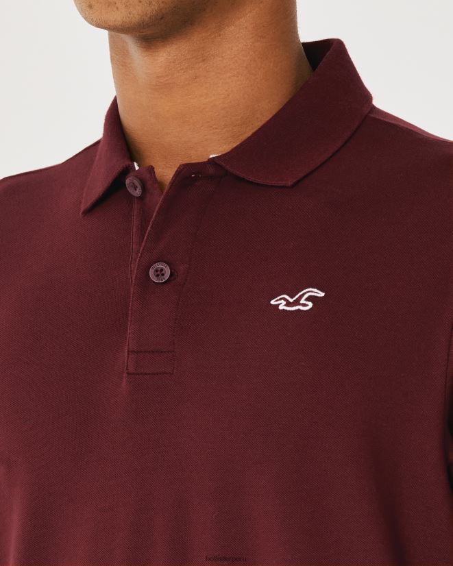 educación física Hollister polo icono del logotipo borgoña 086N621075 hombres tapas