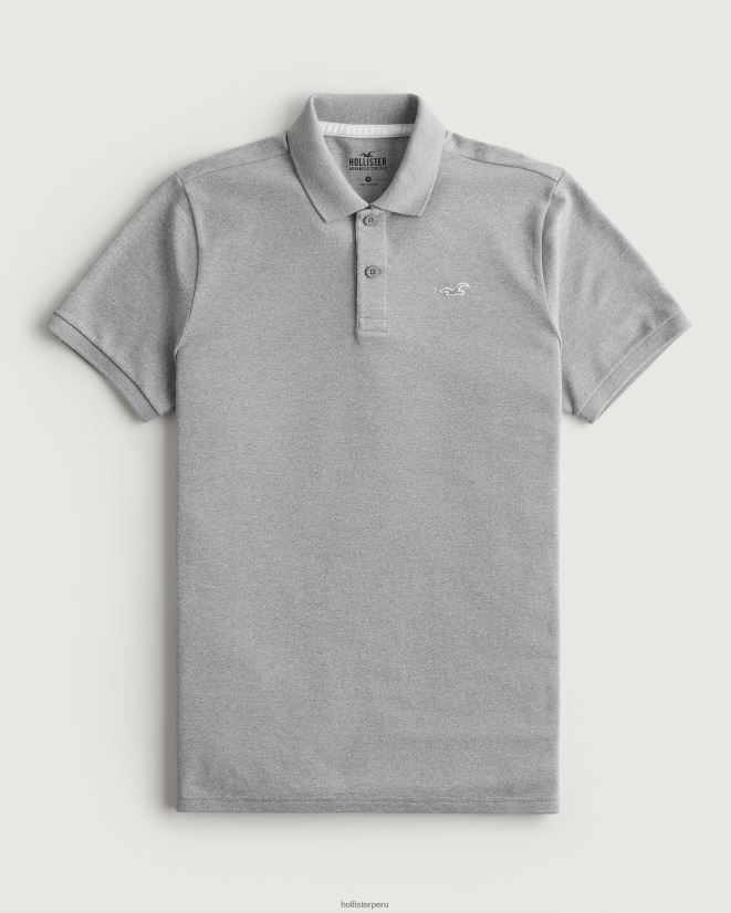 educación física Hollister polo icono del logotipo gris 086N62853 hombres tapas