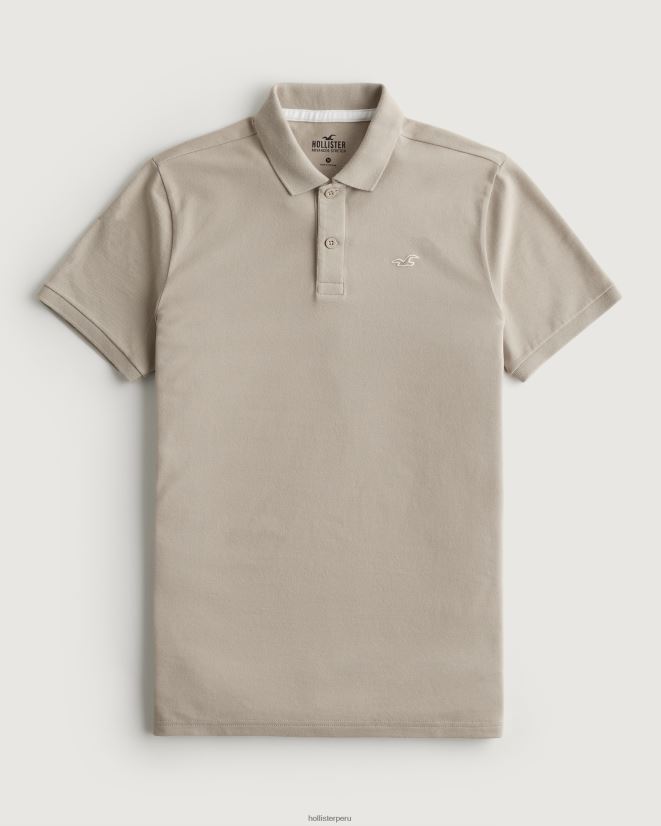 educación física Hollister polo icono del logotipo marrón claro 086N62840 hombres tapas