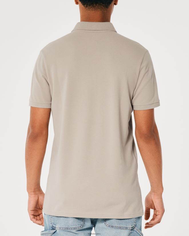 educación física Hollister polo icono del logotipo marrón claro 086N62840 hombres tapas