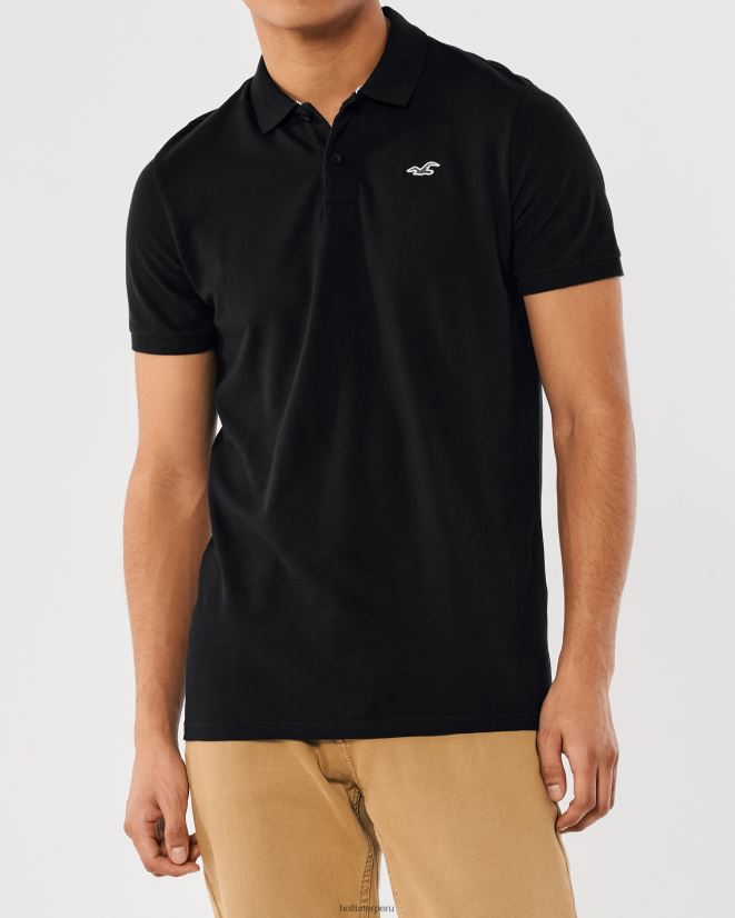 educación física Hollister polo icono del logotipo negro 086N62796 hombres tapas