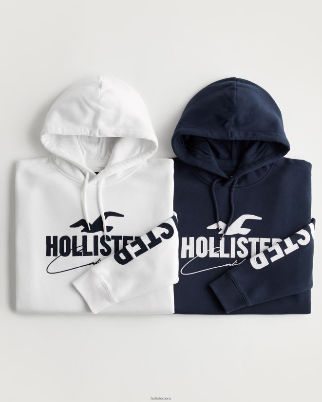 educación física Hollister pack de 2 sudaderas con capucha y gráfico naval Blanca 086N62928 hombres tapas