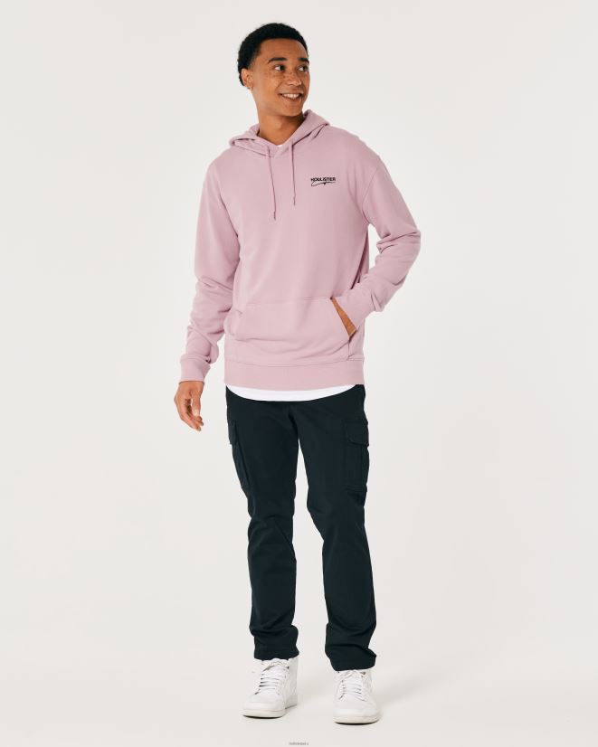educación física Hollister sudadera con capucha y logo Rosa oscuro 086N62832 hombres tapas