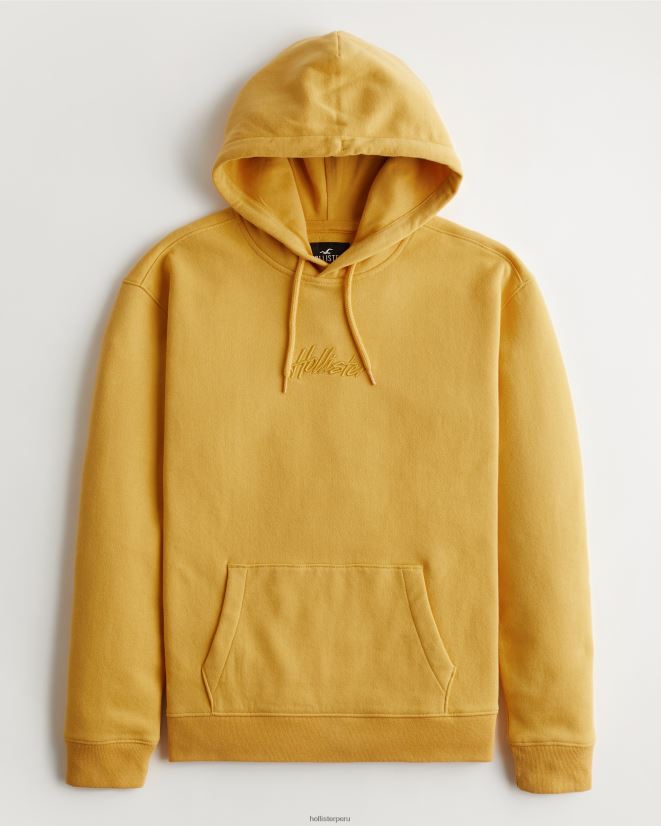 educación física Hollister sudadera con capucha y logo amarillo 086N62872 hombres tapas