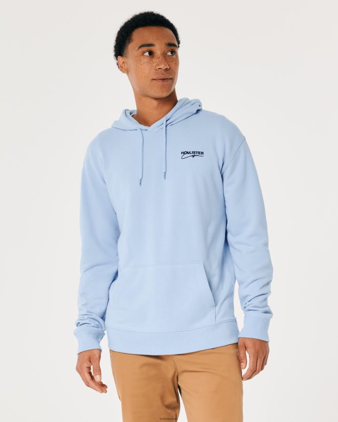 educación física Hollister sudadera con capucha y logo azul claro 086N62816 hombres tapas