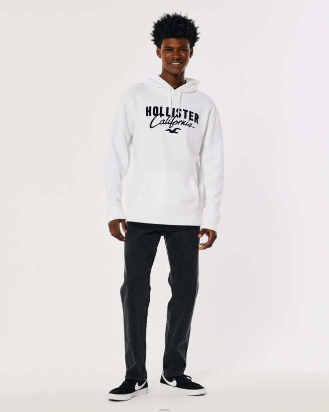 educación física Hollister sudadera con capucha y logo gráfico blanco 086N62900 hombres tapas