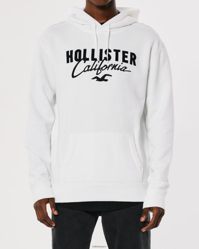 educación física Hollister sudadera con capucha y logo gráfico blanco 086N62900 hombres tapas