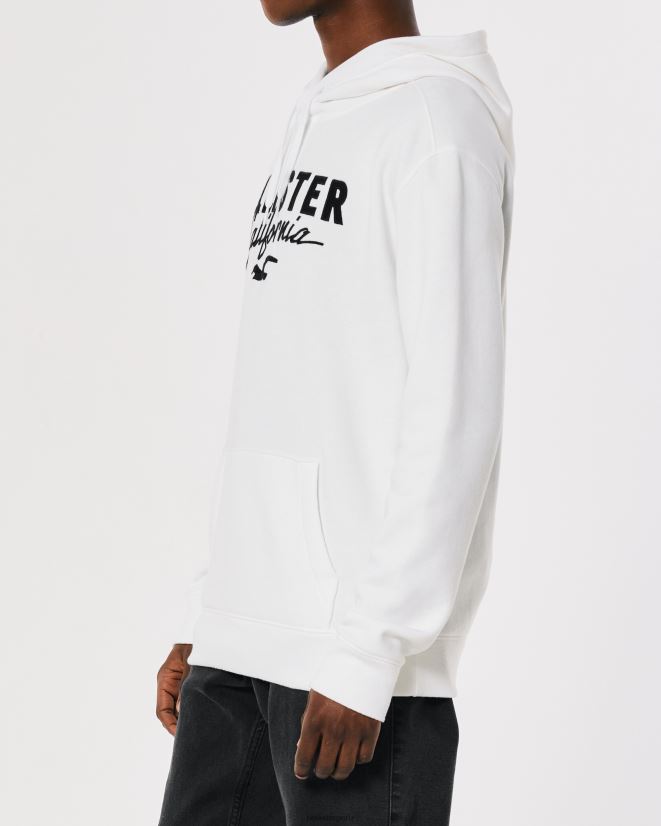 educación física Hollister sudadera con capucha y logo gráfico blanco 086N62900 hombres tapas