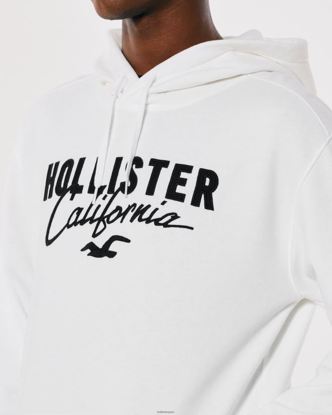 educación física Hollister sudadera con capucha y logo gráfico blanco 086N62900 hombres tapas