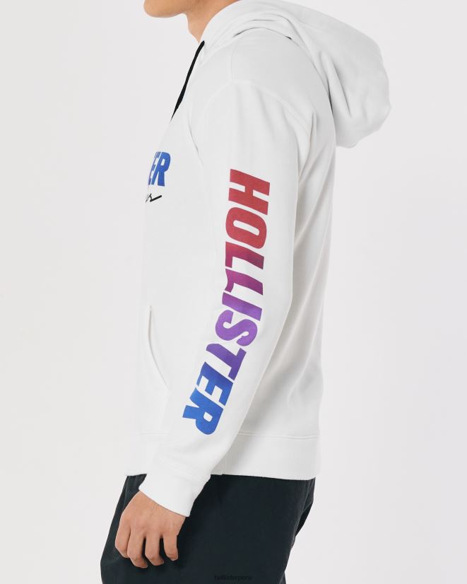 educación física Hollister sudadera con capucha y logo gráfico blanco 086N62935 hombres tapas