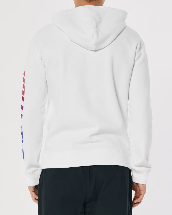 educación física Hollister sudadera con capucha y logo gráfico blanco 086N62935 hombres tapas