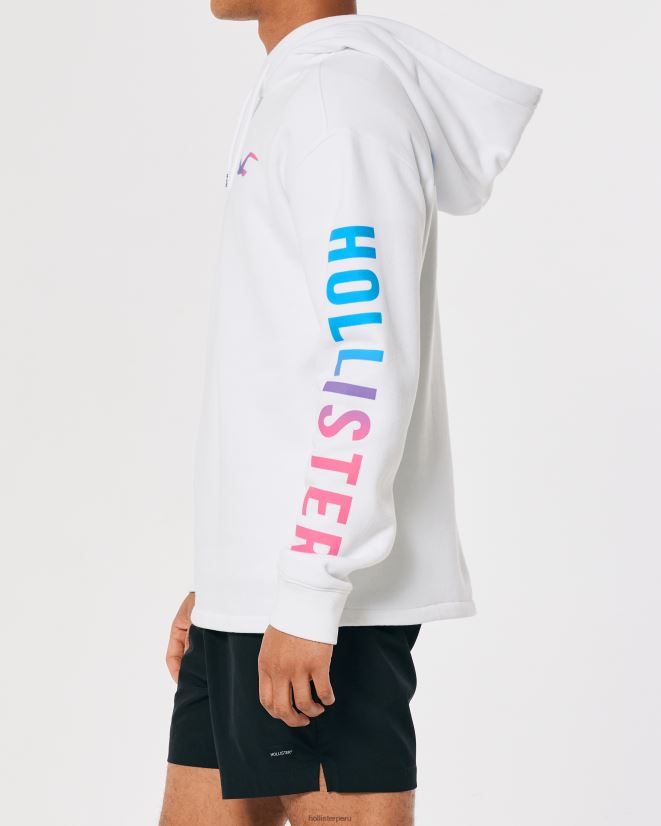 educación física Hollister sudadera con capucha y logo gráfico blanco 086N62948 hombres tapas