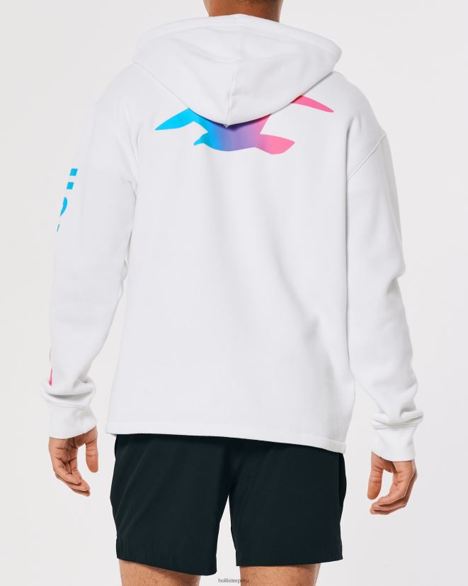 educación física Hollister sudadera con capucha y logo gráfico blanco 086N62948 hombres tapas