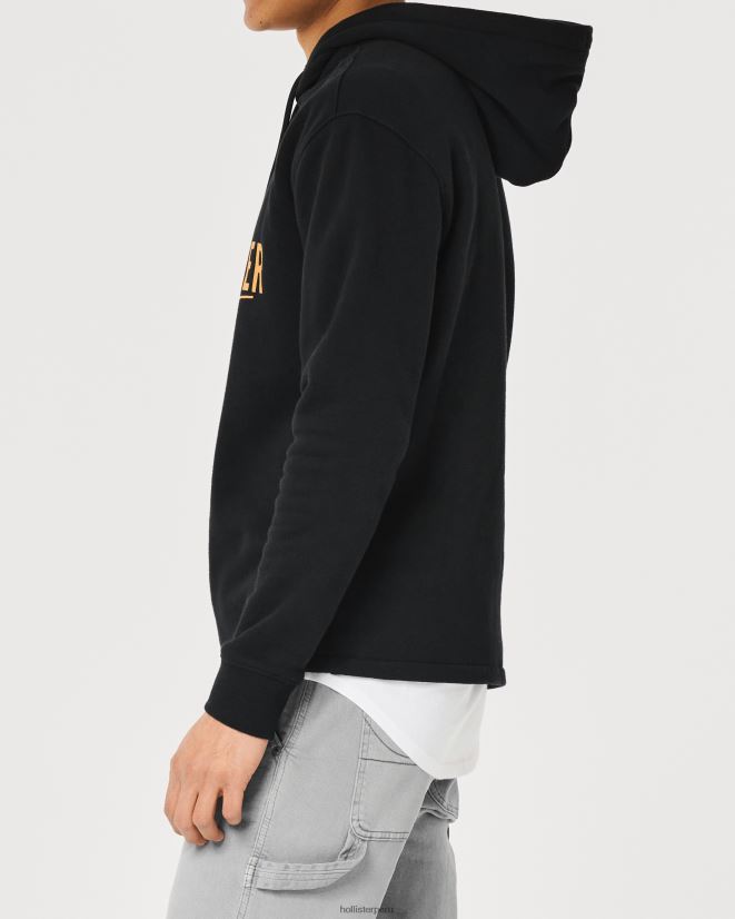 educación física Hollister sudadera con capucha y logo gráfico negro 086N621064 hombres tapas