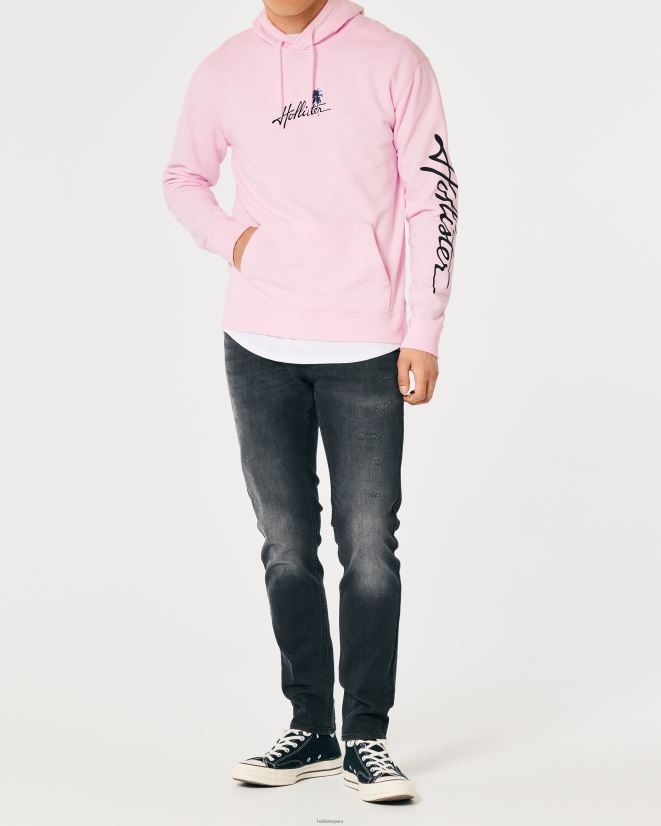 educación física Hollister sudadera con capucha y logo gráfico rosa 086N621024 hombres tapas