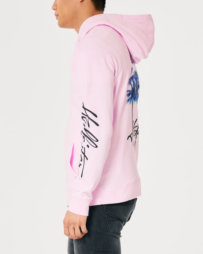 educación física Hollister sudadera con capucha y logo gráfico rosa 086N621024 hombres tapas