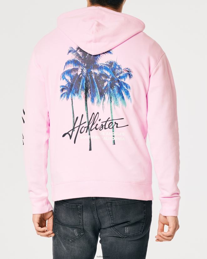 educación física Hollister sudadera con capucha y logo gráfico rosa 086N621024 hombres tapas