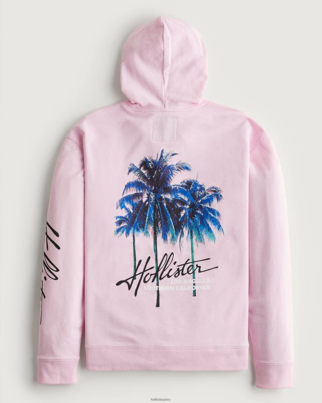 educación física Hollister sudadera con capucha y logo gráfico rosa 086N621024 hombres tapas
