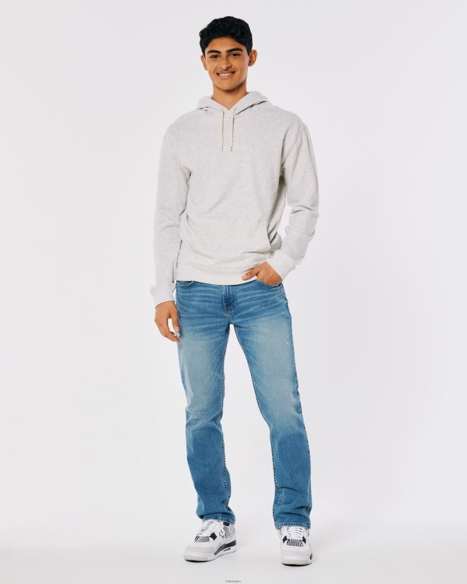 educación física Hollister sudadera con capucha y logo gris jaspeado claro 086N62839 hombres tapas