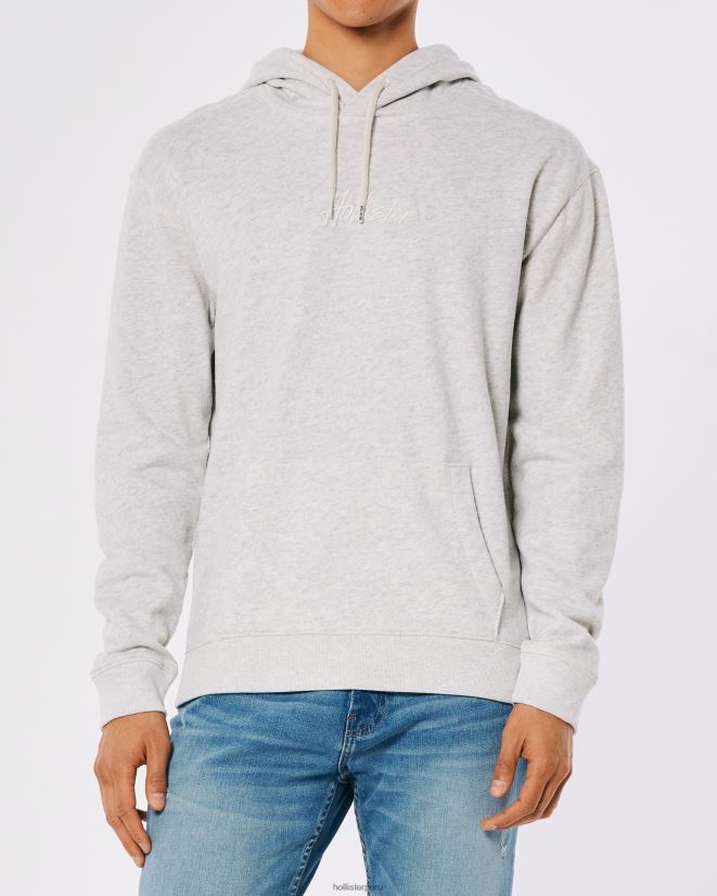 educación física Hollister sudadera con capucha y logo gris jaspeado claro 086N62839 hombres tapas