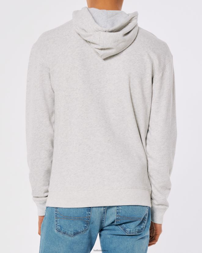 educación física Hollister sudadera con capucha y logo gris jaspeado claro 086N62839 hombres tapas