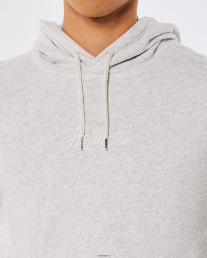 educación física Hollister sudadera con capucha y logo gris jaspeado claro 086N62839 hombres tapas