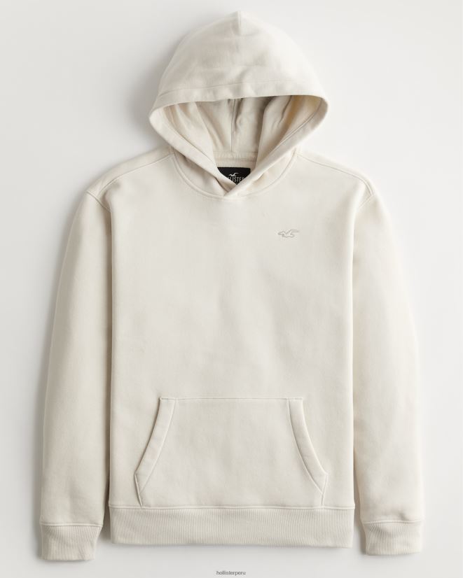educación física Hollister sudadera con capucha y logo icónico crema 086N62941 hombres tapas