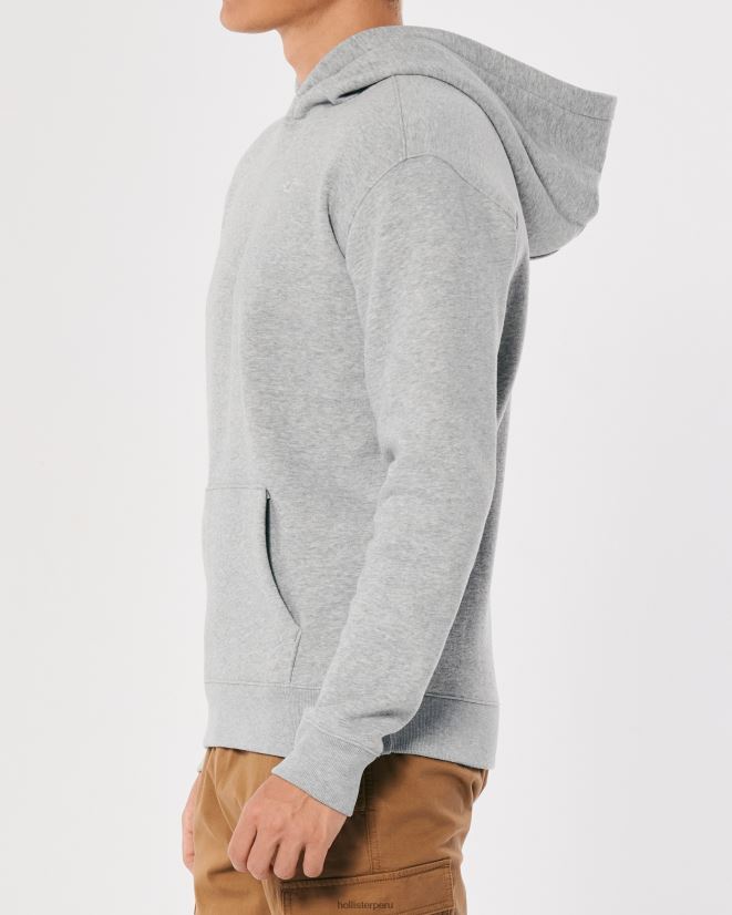 educación física Hollister sudadera con capucha y logo icónico cuero gris 086N62896 hombres tapas