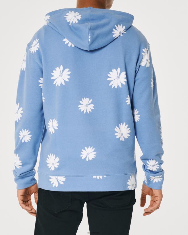 educación física Hollister sudadera con capucha y motivo floral floral azul claro 086N62951 hombres tapas
